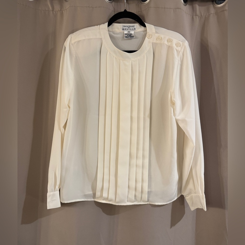 Rena Rowan Cream Pleated Women's Top